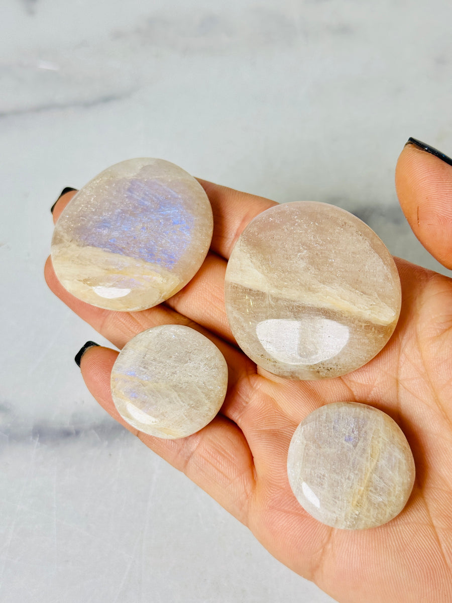 Blue Flash Moonstone Flat Stone