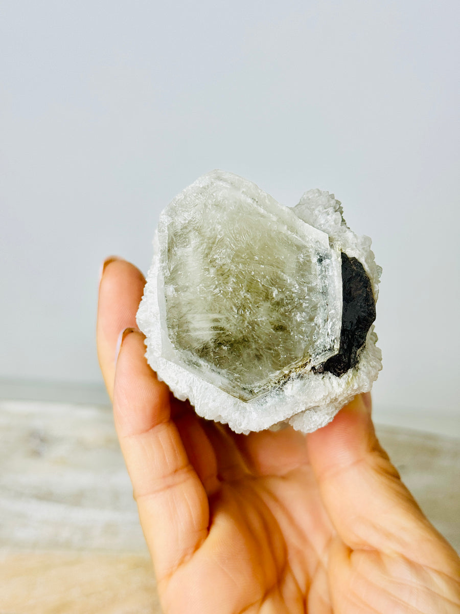Candle Quartz with Green Fluorite from Inner Mongolia