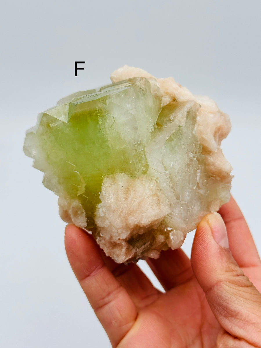 Green Apophyllite with Peach Stilbite