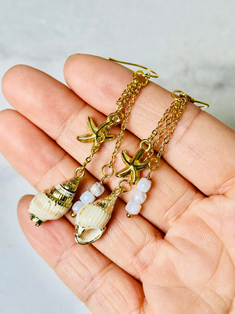 "Ocean Whisper" Blue Lace Agate Chandelier Earrings