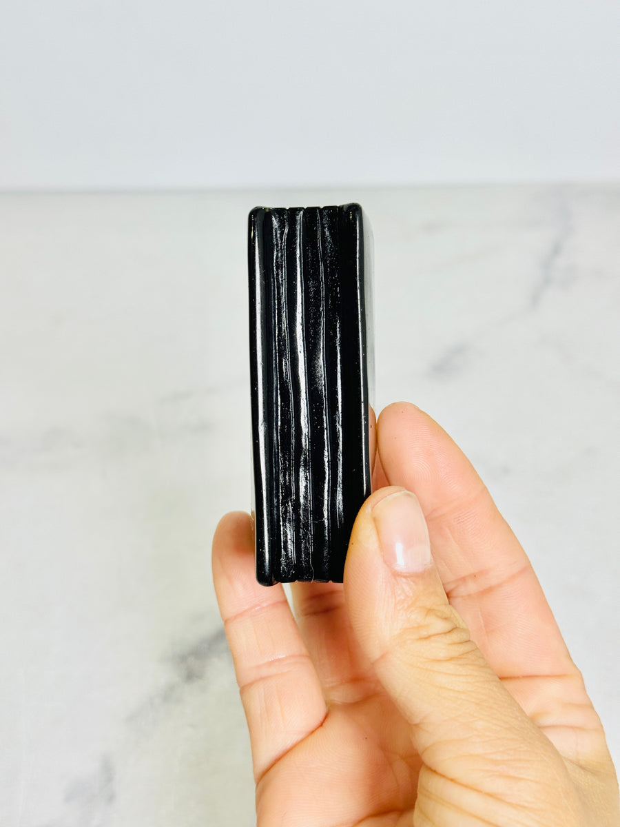 Black Obsidian Spell Book Carving