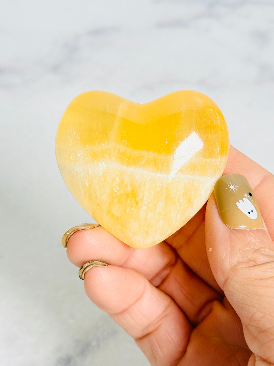Honeycomb Calcite Heart Carving