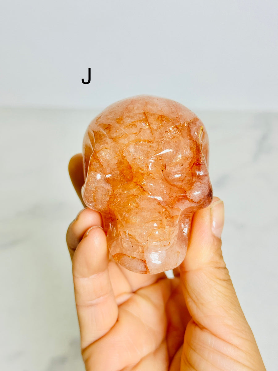 Fire Quartz Skull Carving