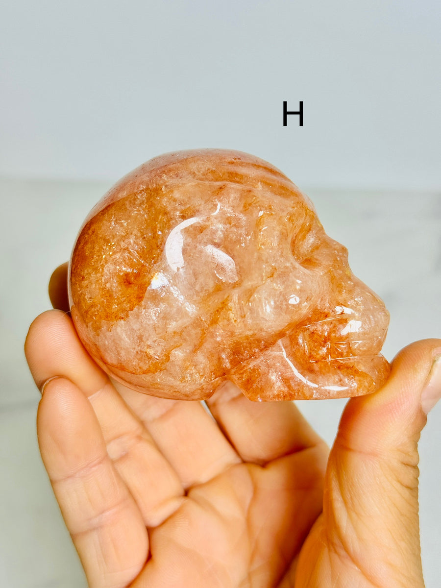 Fire Quartz Skull Carving