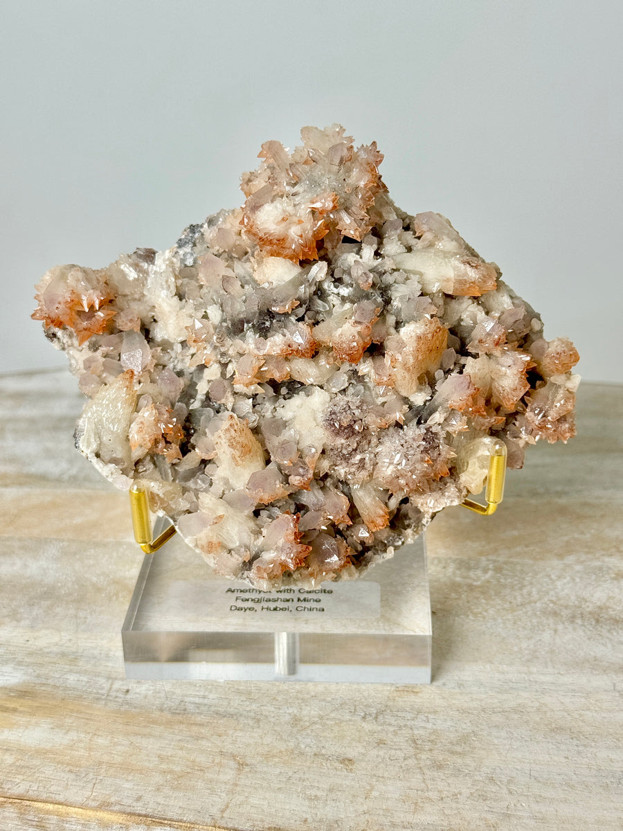 Amethyst with Calcite from Fengjiashang Mine
