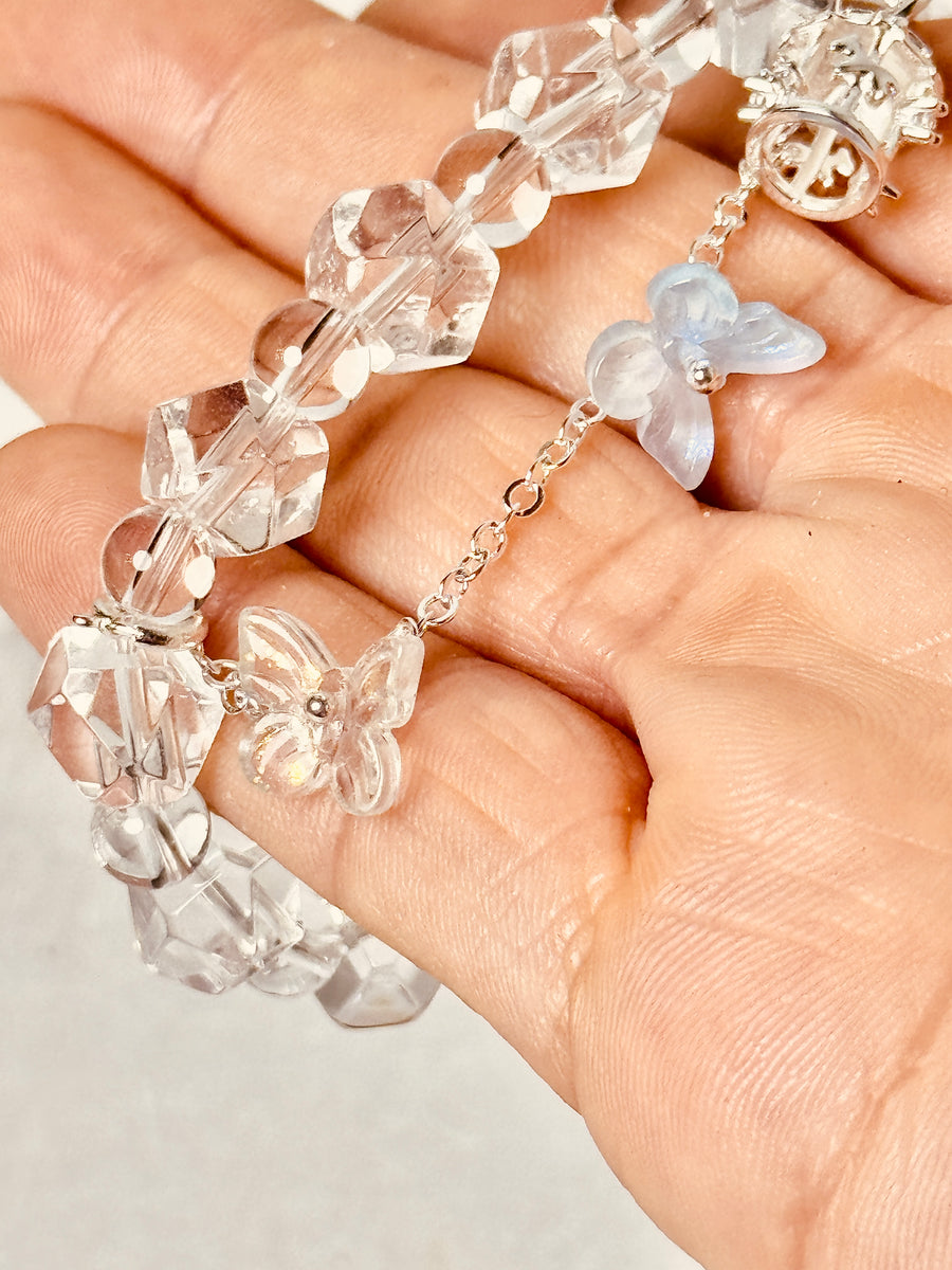 Clear Quartz Bracelet with Merry-Go-Round and Butterfly Charms