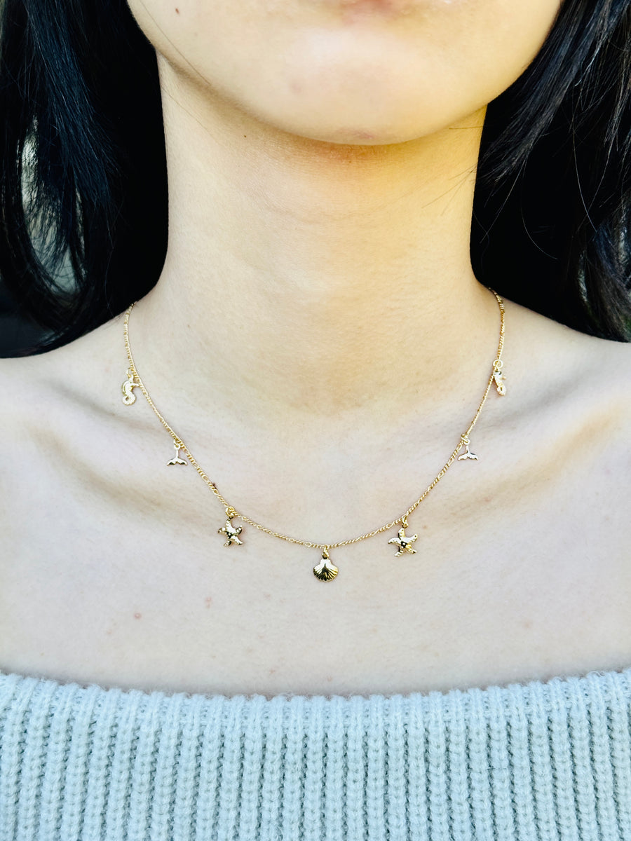 SaiBrazil 18k Gold Plated Sealife Necklace