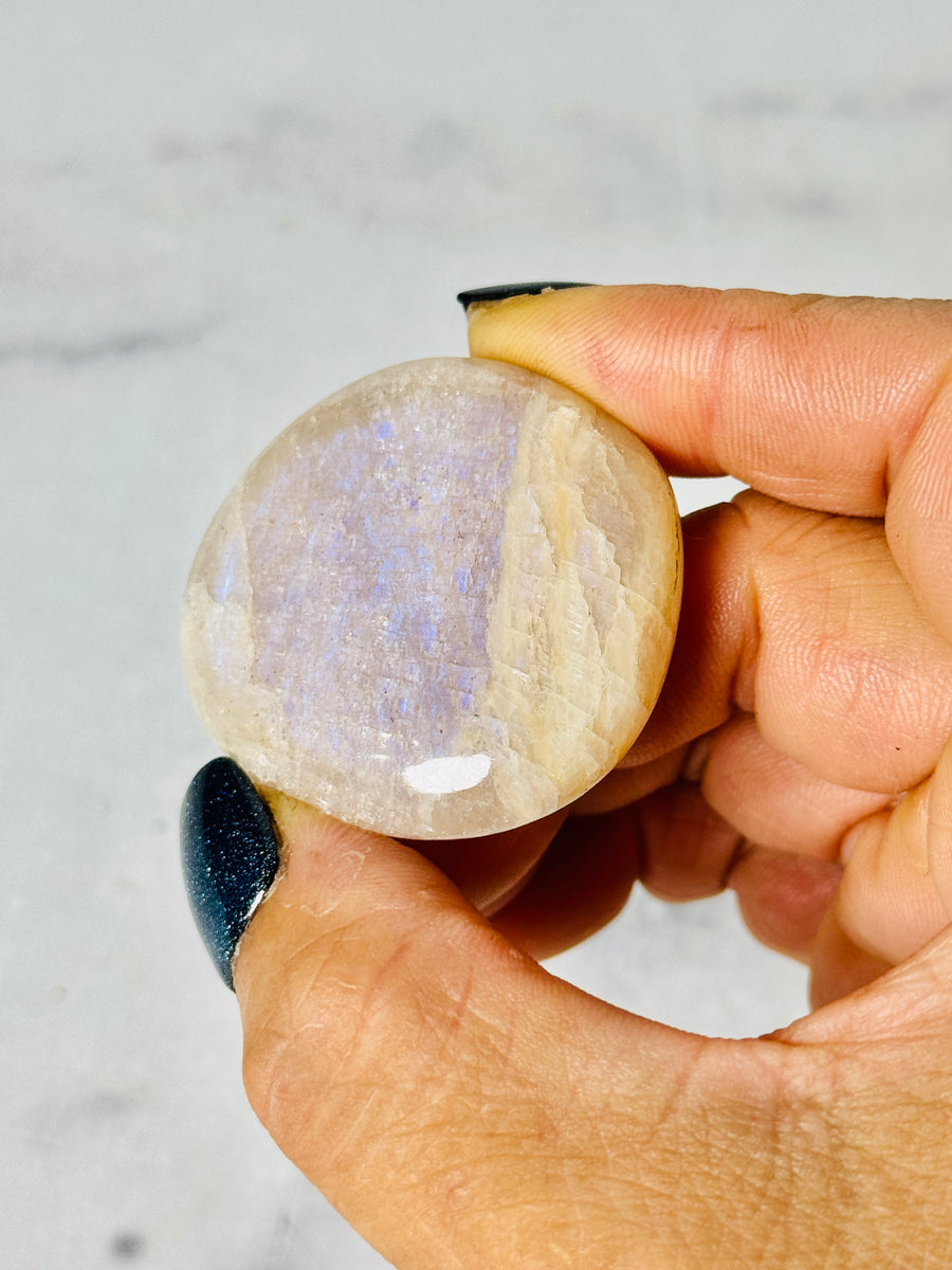 Blue Flash Moonstone Flat Stone
