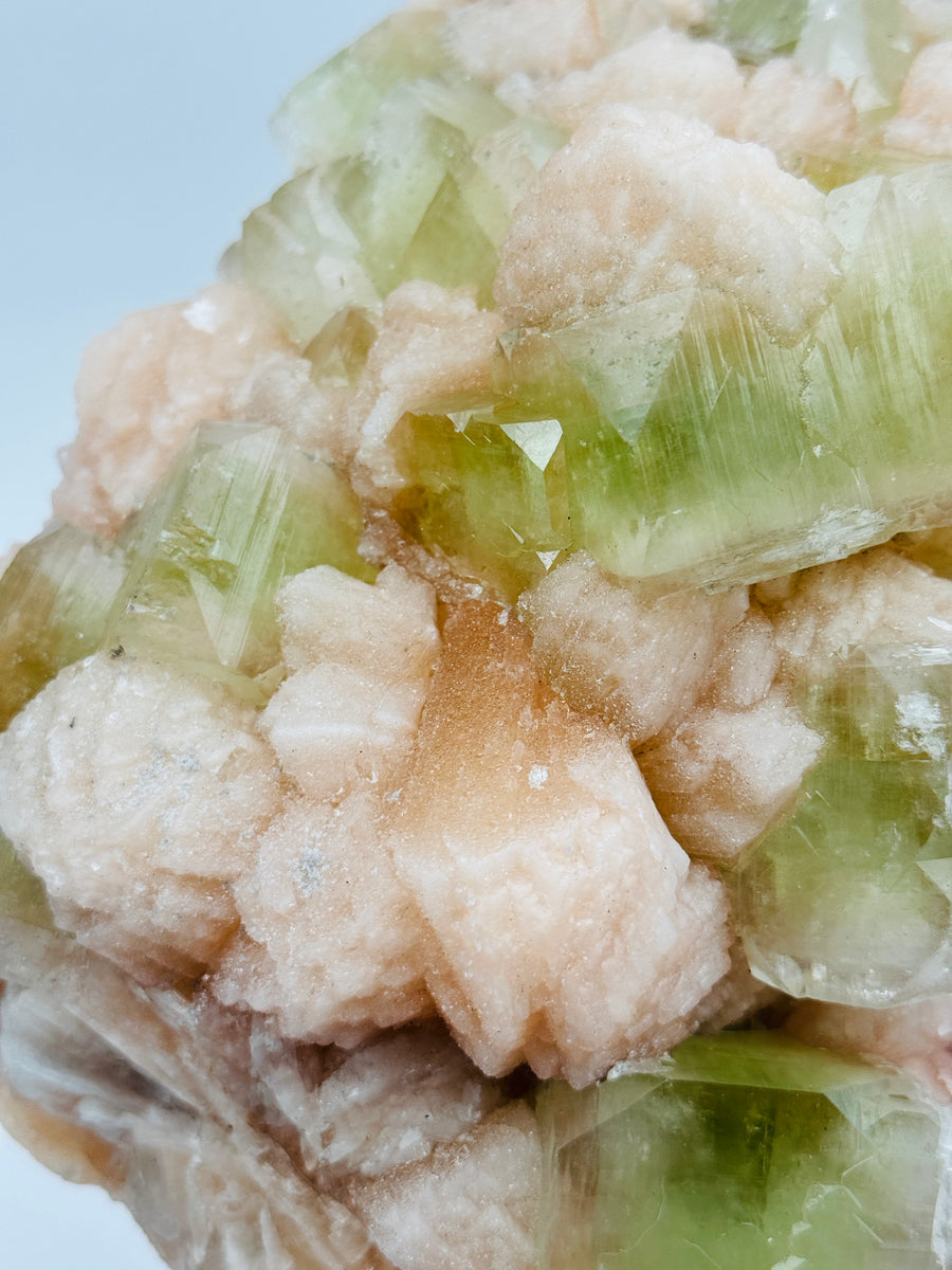 Green Apophyllite with Peach Stilbite