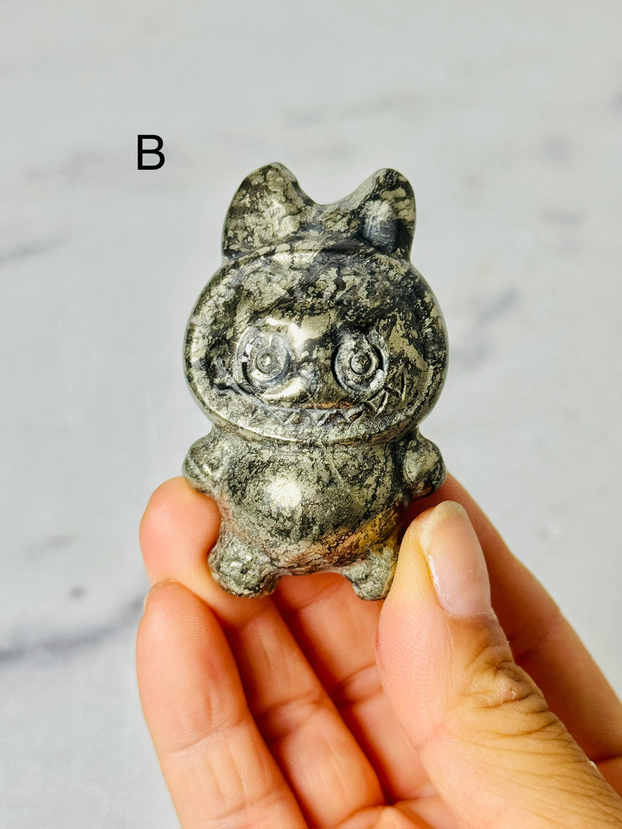 “24K Gold” Pyrite Labubu Carving
