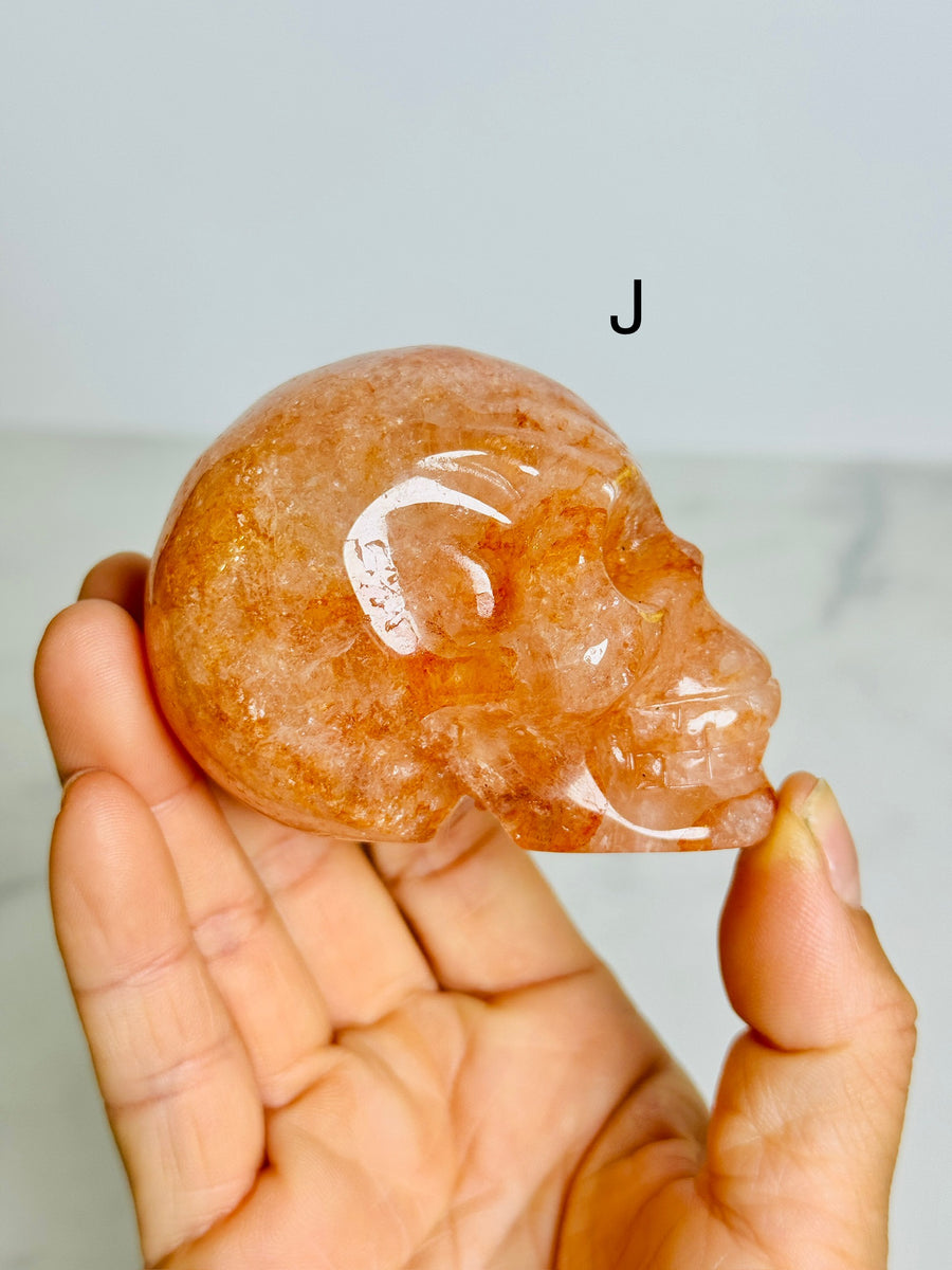 Fire Quartz Skull Carving