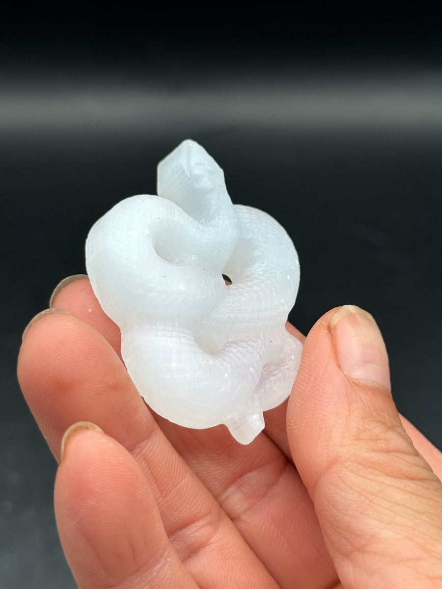 Satin Spar Mini Snake Carving