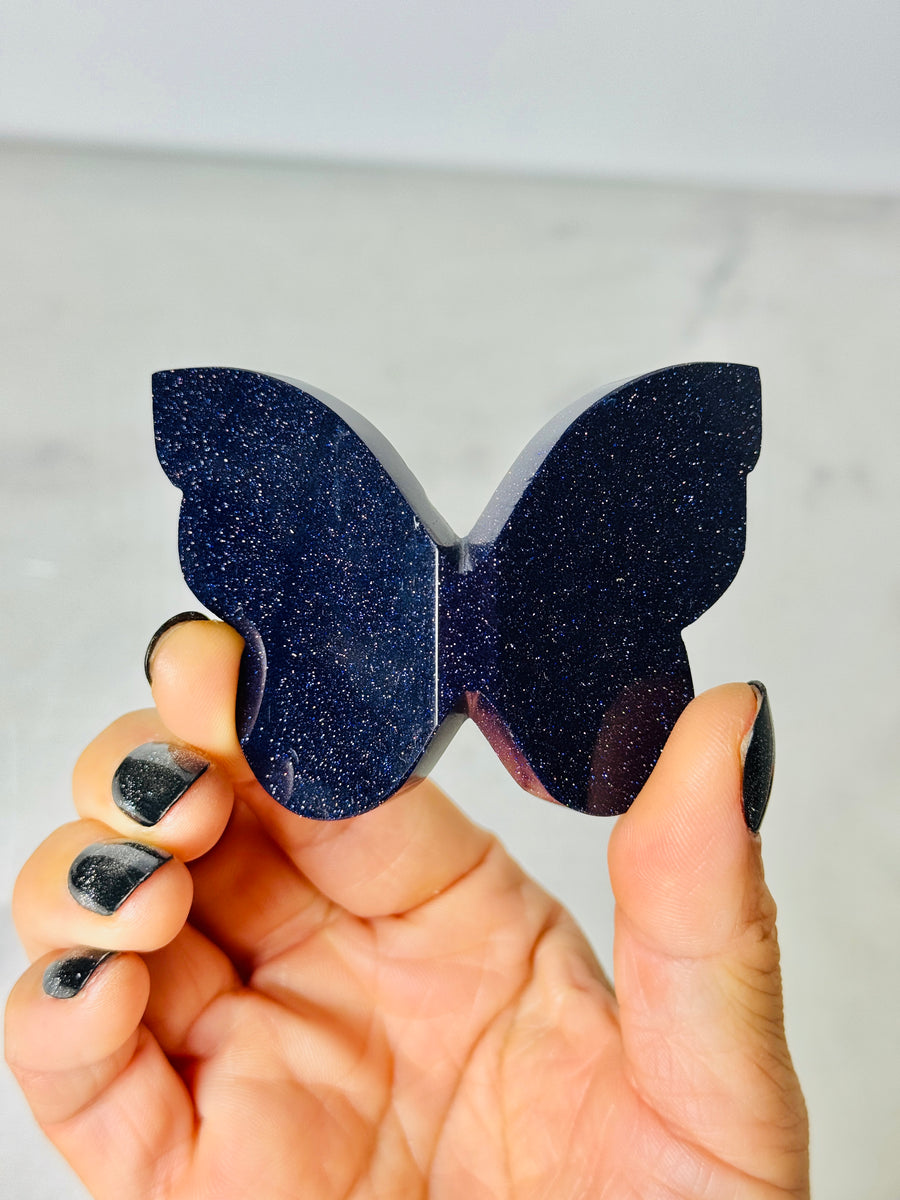 Blue Sandstone 3D Butterfly Carving