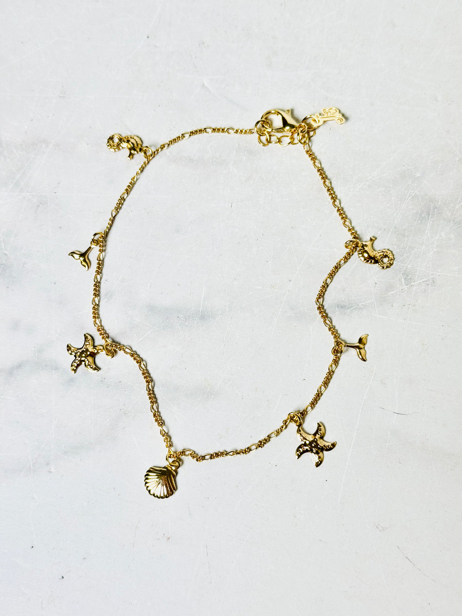 SaiBrazil 18k Gold Plated Sealife Anklet