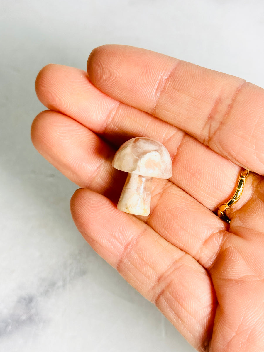 Flower Agate Mini Mushroom Carving