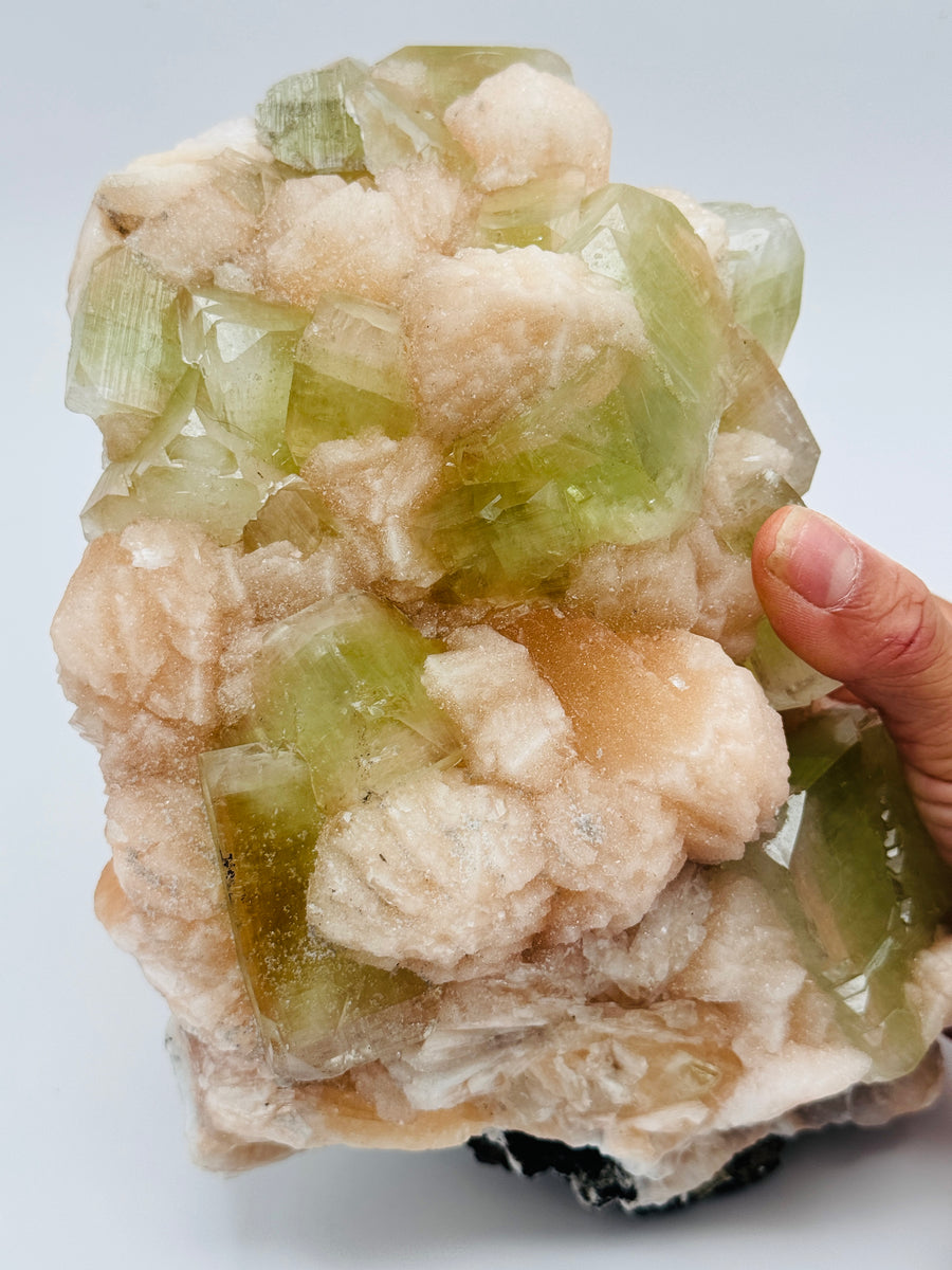Green Apophyllite with Peach Stilbite