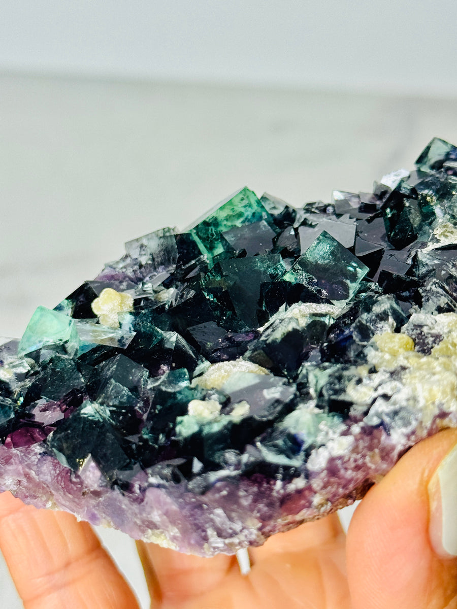 Yindu Fluorite with Yellow Apatite from Yindu Mine, Inner Mongolia
