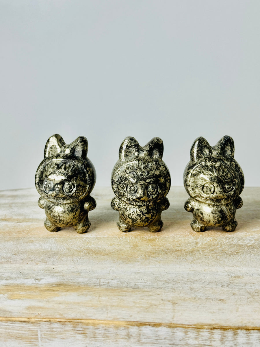 “24K Gold” Pyrite Labubu Carving