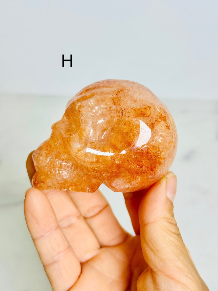 Fire Quartz Skull Carving