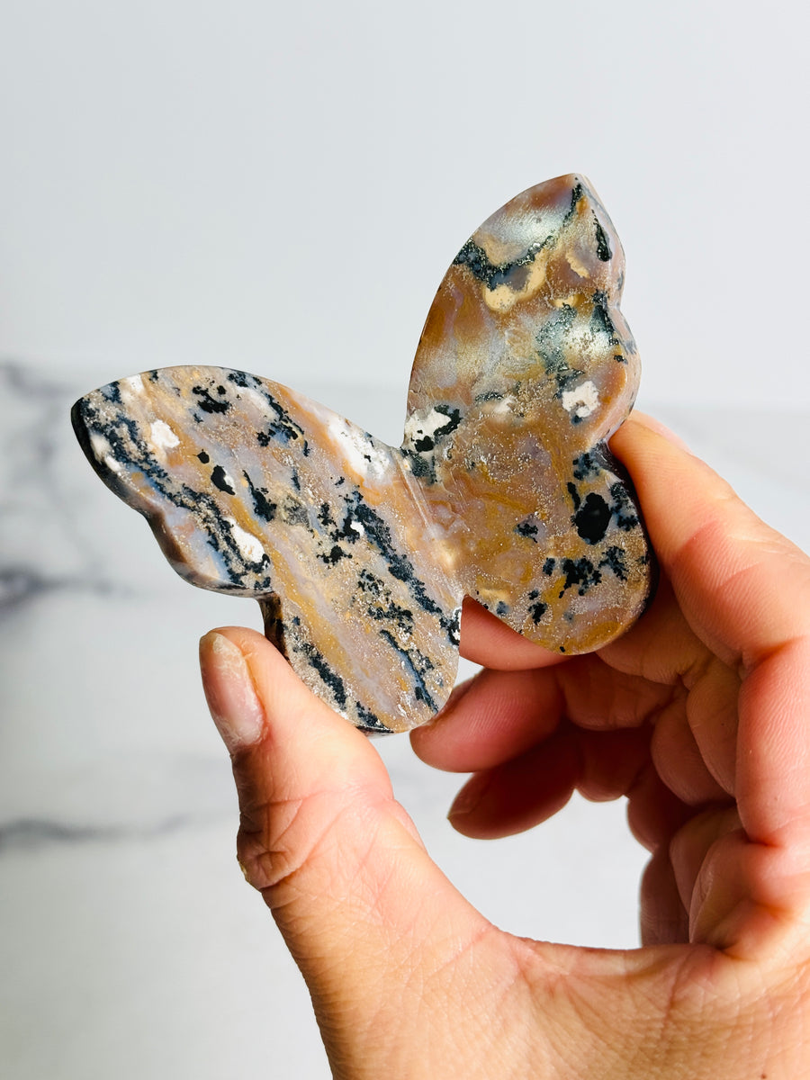 Dendritic Agate 3D Butterfly Carving