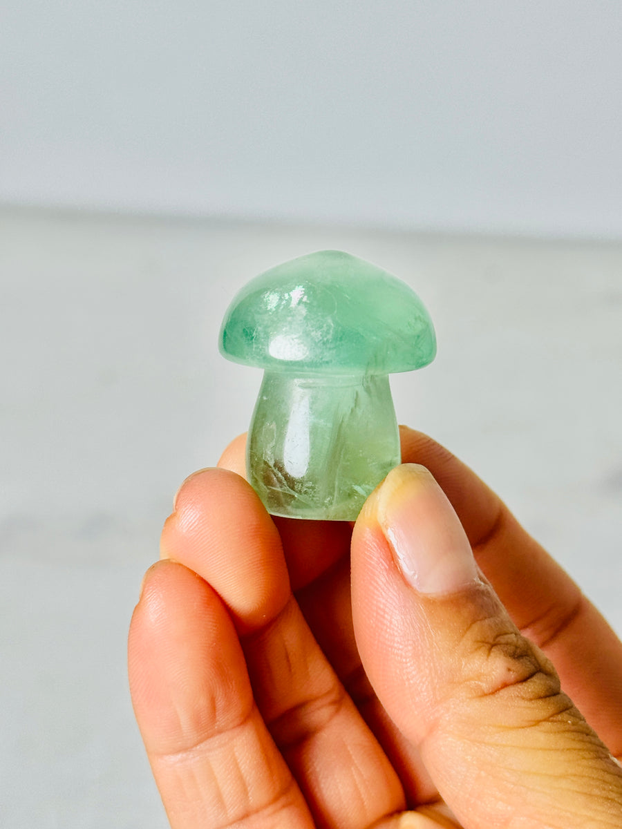 Green Fluorite Mushroom Carving