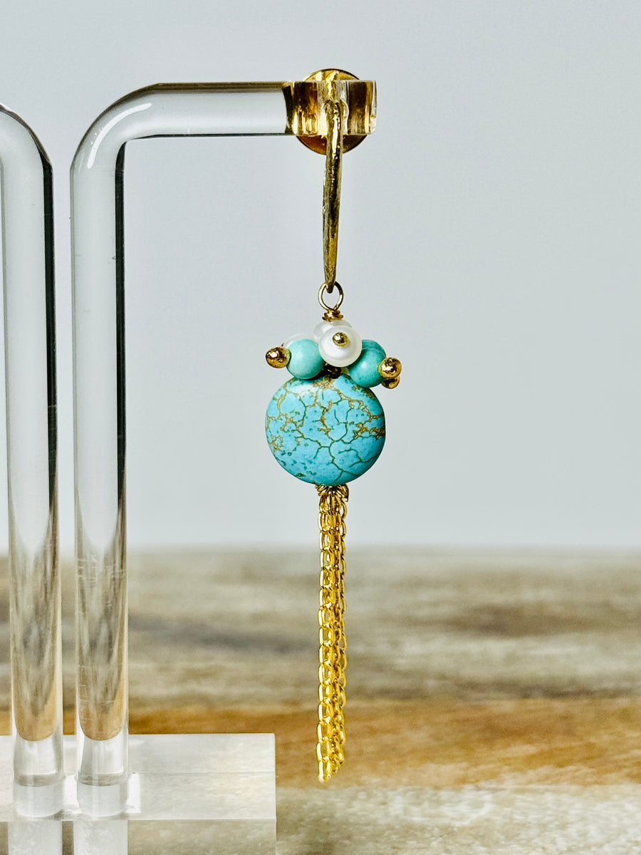 SaiBrazil 18k Gold Plated Turquoise Earrings