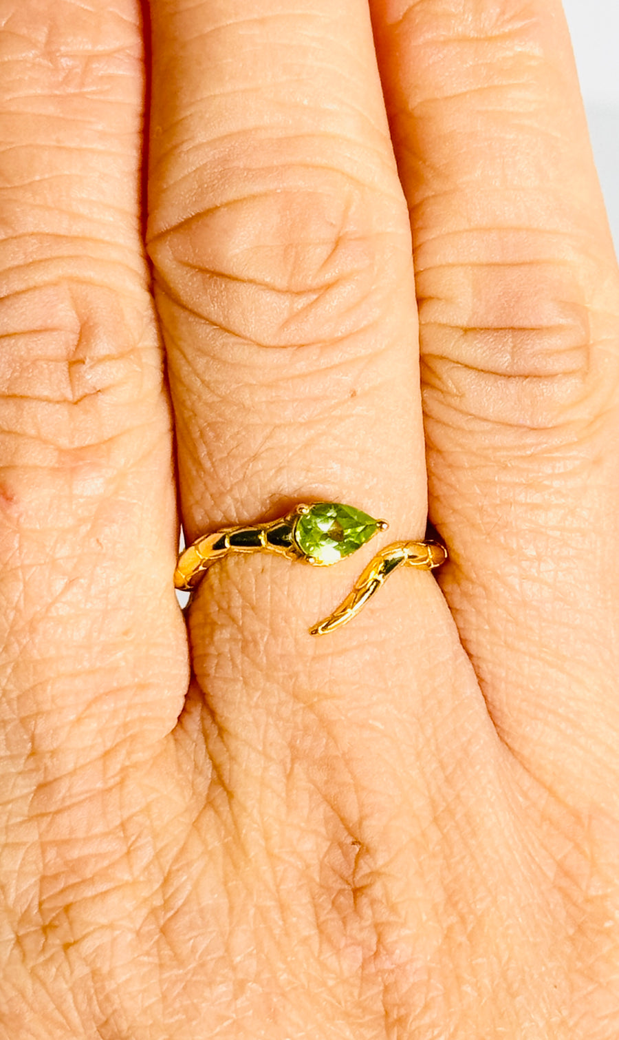 Peridot Gold Plated 925 Sterling Silver Snake Ring
