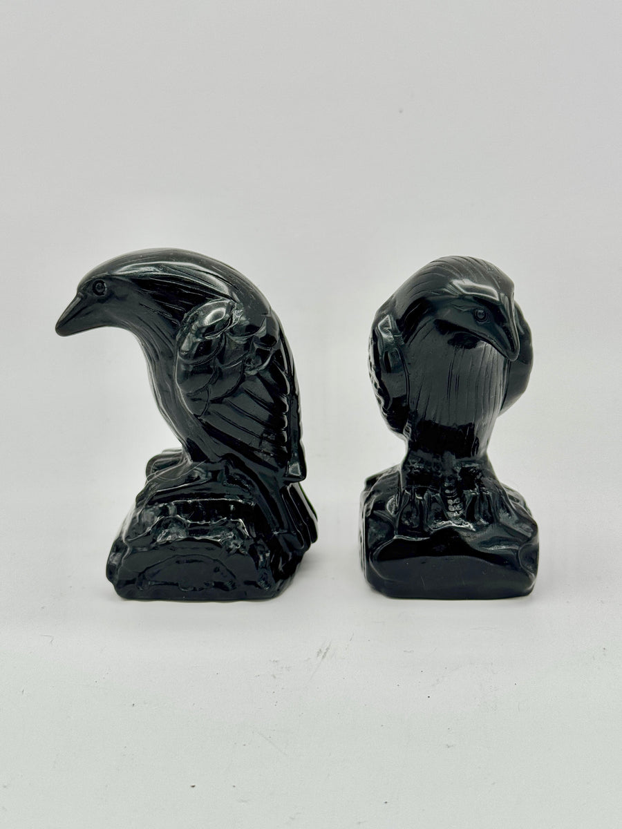 Black Obsidian Crow Carving