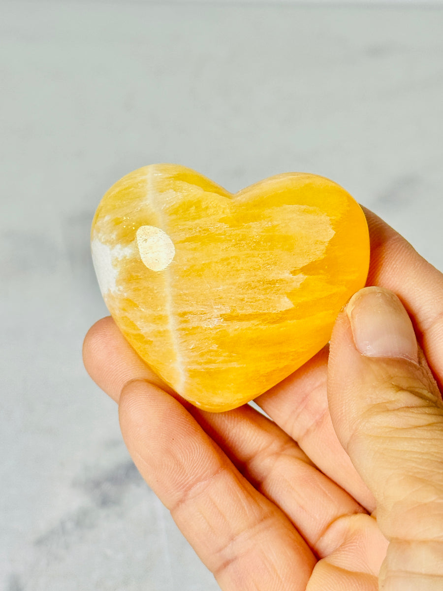 Honeycomb Calcite Heart Carving