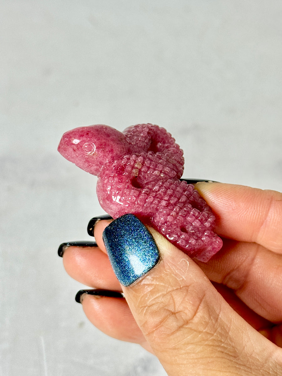 Rhodonite Snake Carving
