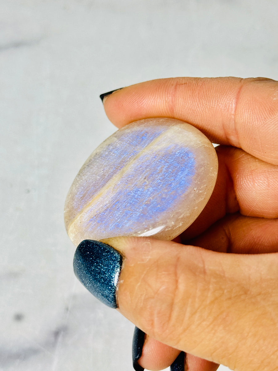 Blue Flash Moonstone Flat Stone