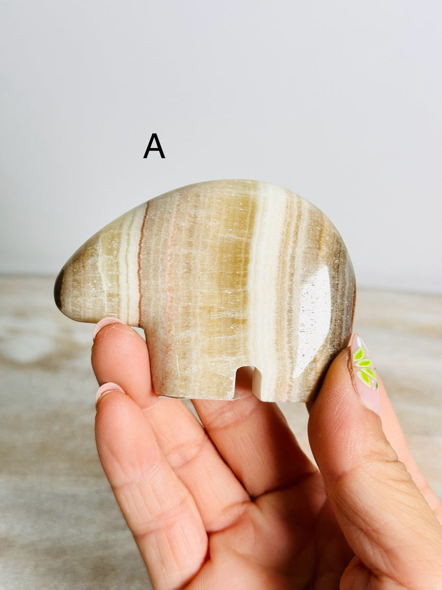 Banded Calcite Bear Carving