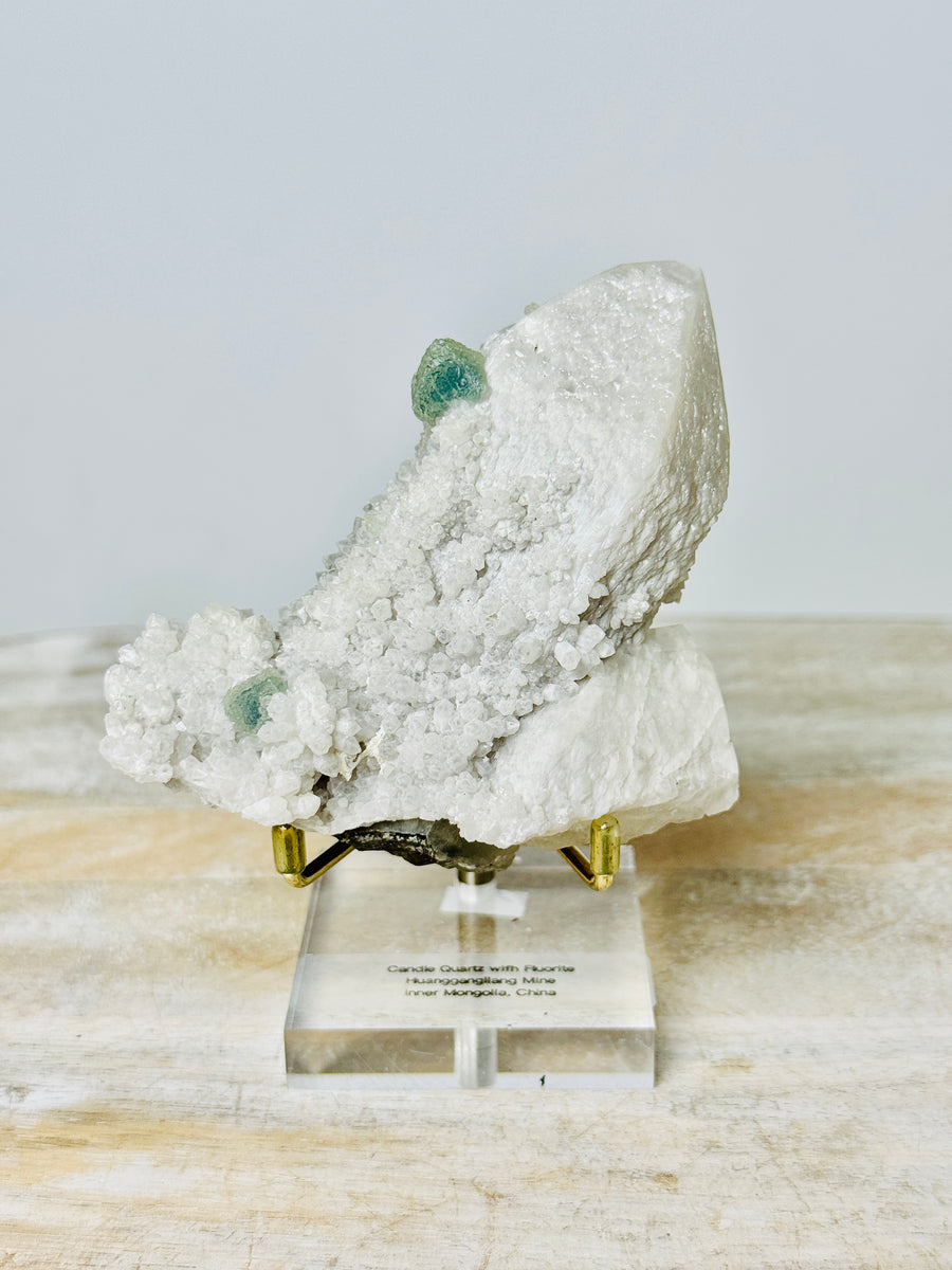 Candle Quartz with Green Fluorite from Inner Mongolia