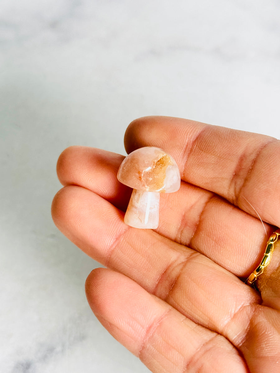 Flower Agate Mini Mushroom Carving