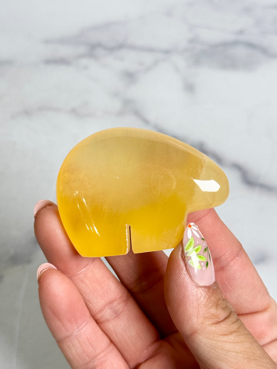 Honeycomb Calcite Bear Carving