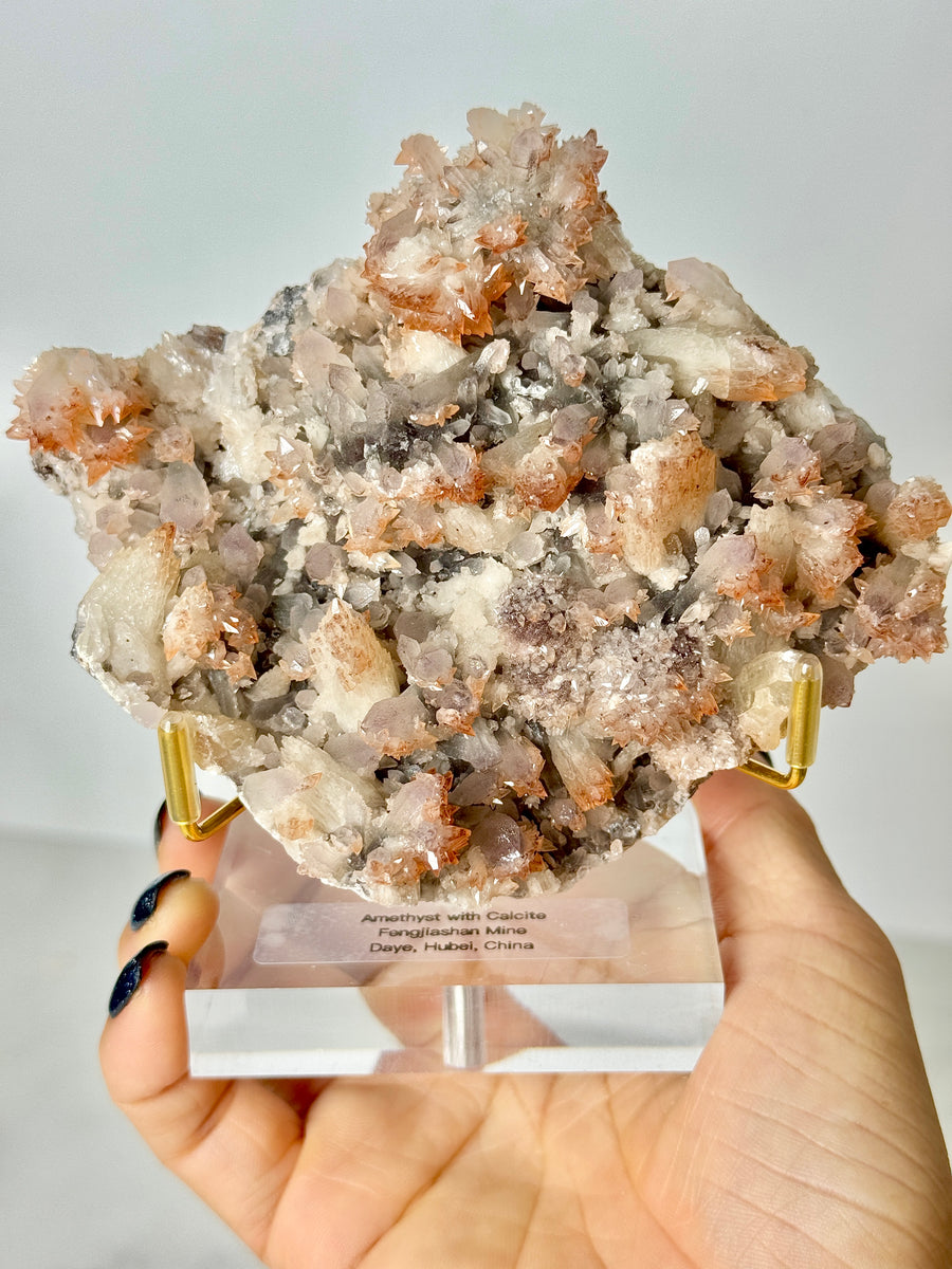 Amethyst with Calcite from Fengjiashang Mine