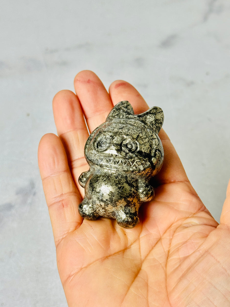 “24K Gold” Pyrite Labubu Carving