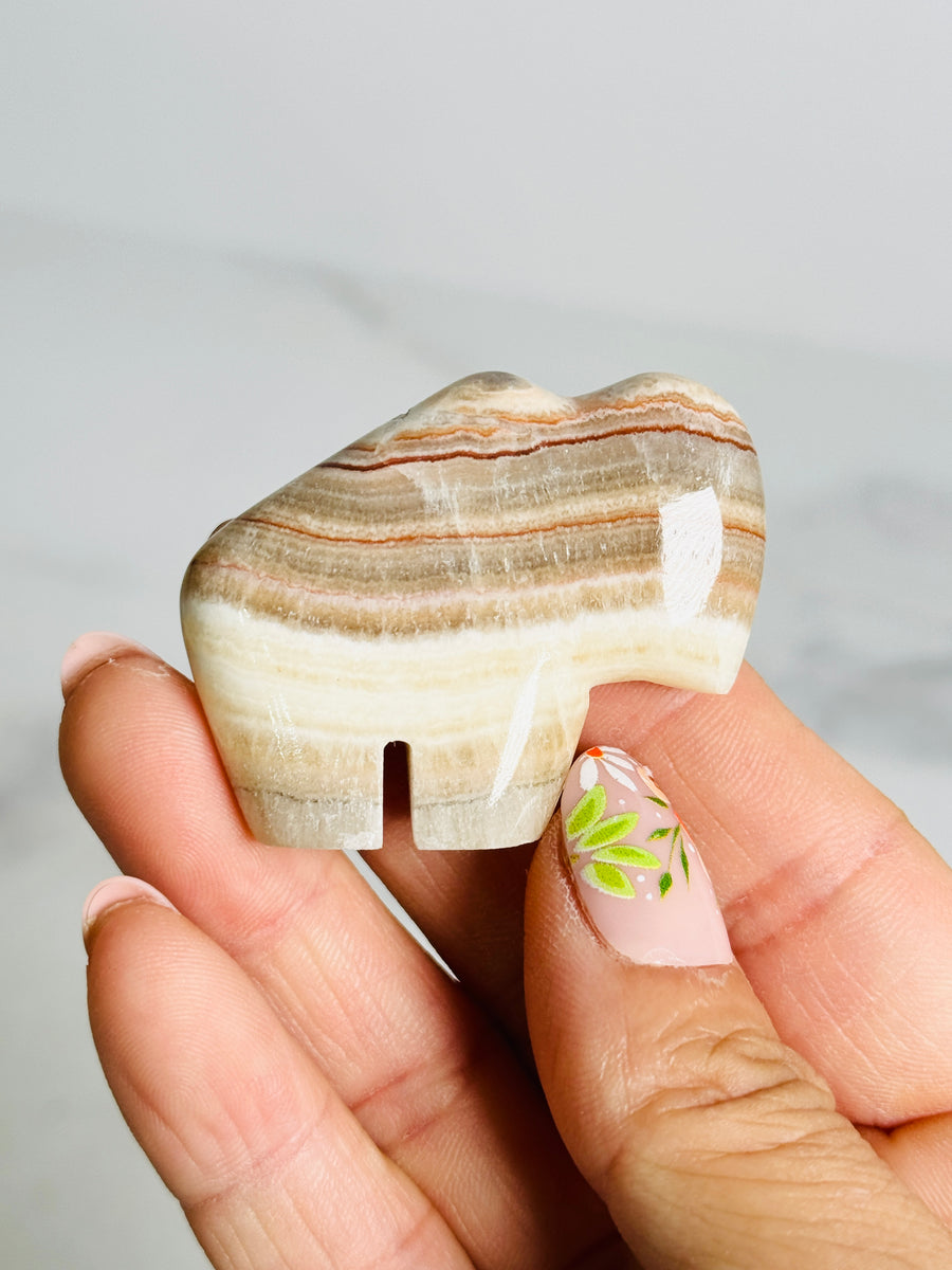 Banded Calcite Buffalo Carving