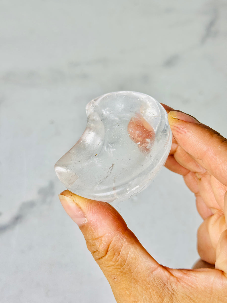 Clear Quartz Moon Bowl Carving