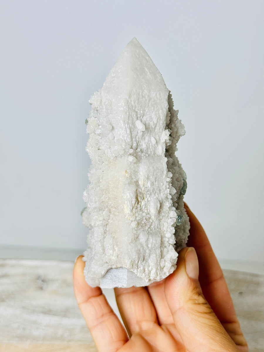 Candle Quartz with Green Fluorite from Inner Mongolia