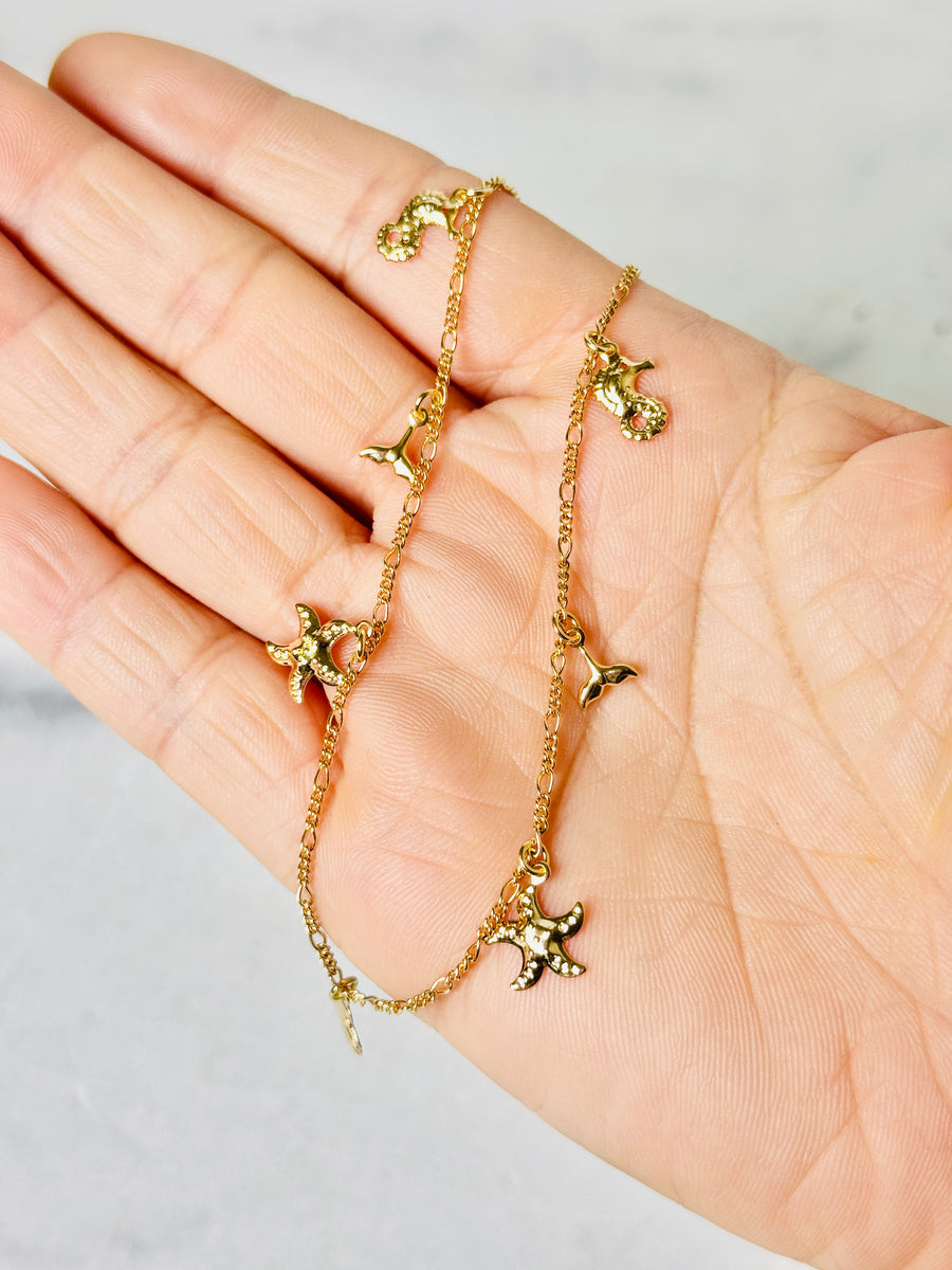 SaiBrazil 18k Gold Plated Sealife Anklet