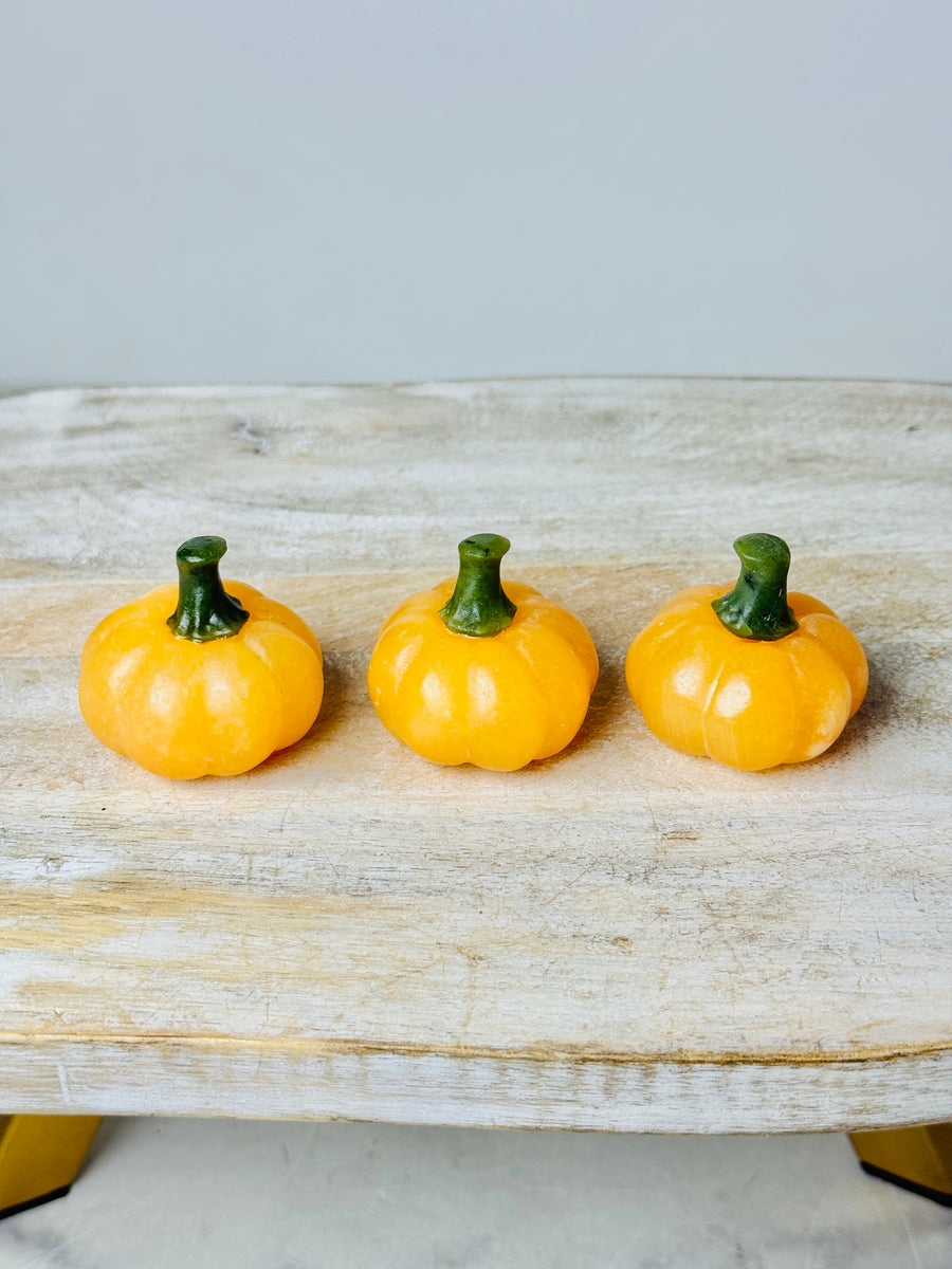 Orange Calcite Pumpkin with Green Jade Stem Carving
