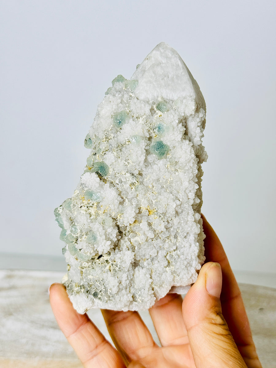 Candle Quartz with Green Fluorite from Inner Mongolia