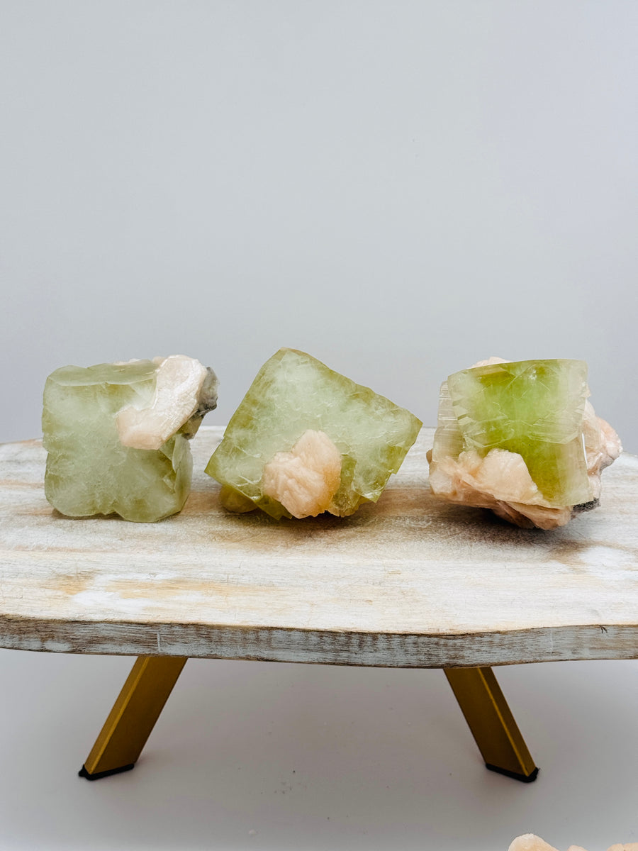 Green Apophyllite with Peach Stilbite