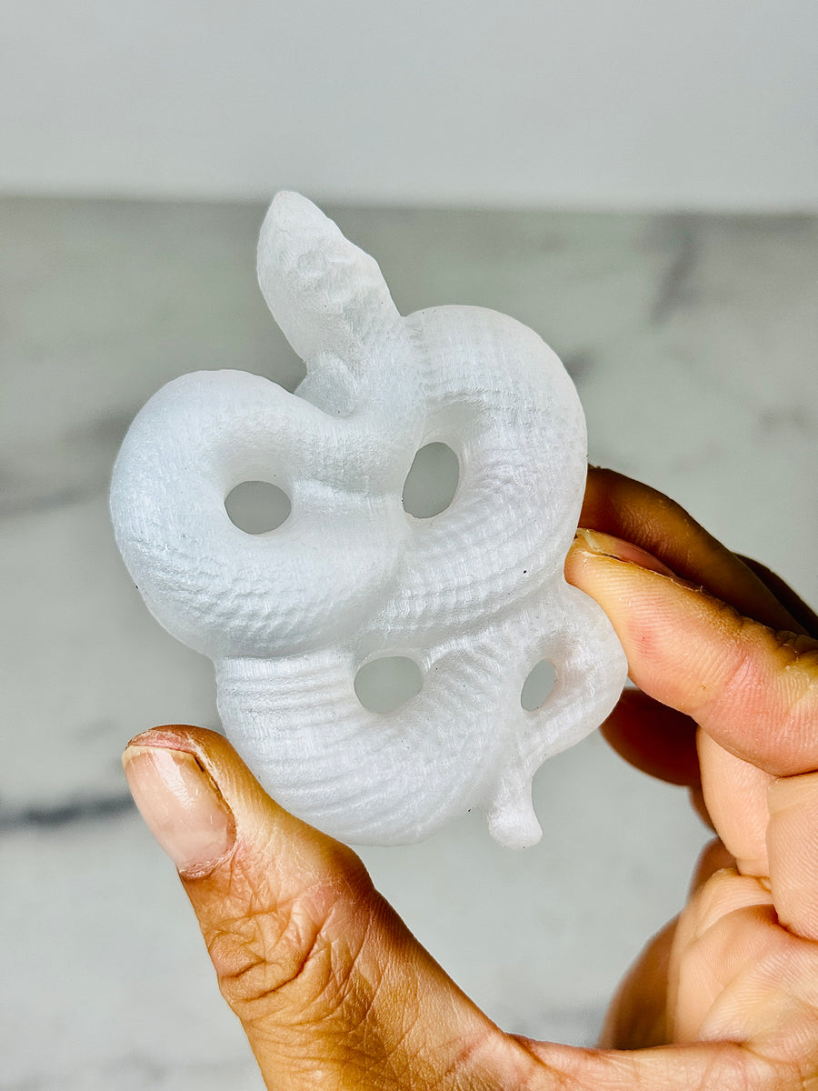 Satin Spar Snake Carving