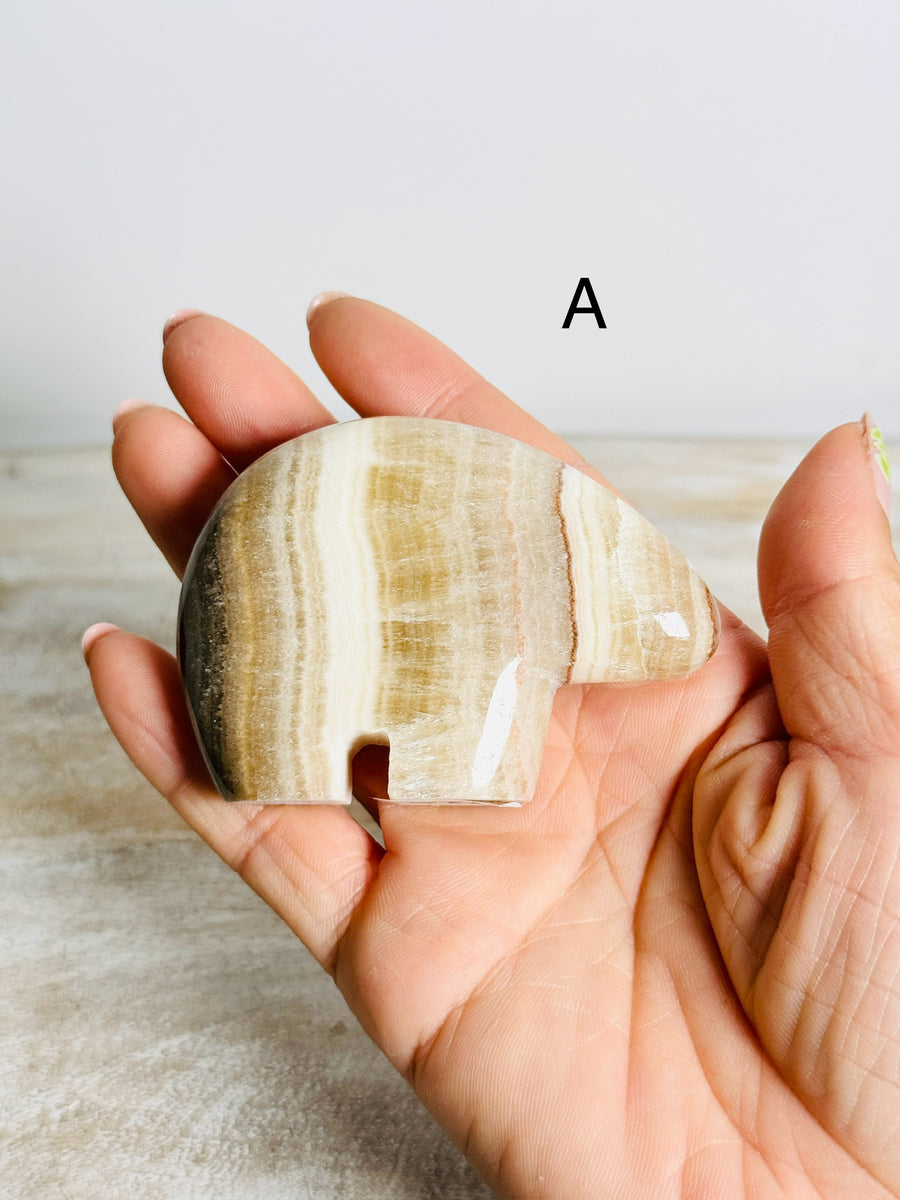 Banded Calcite Bear Carving