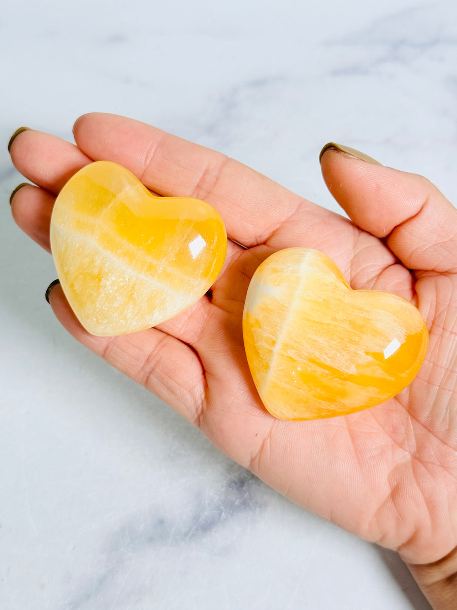 Honeycomb Calcite Heart Carving
