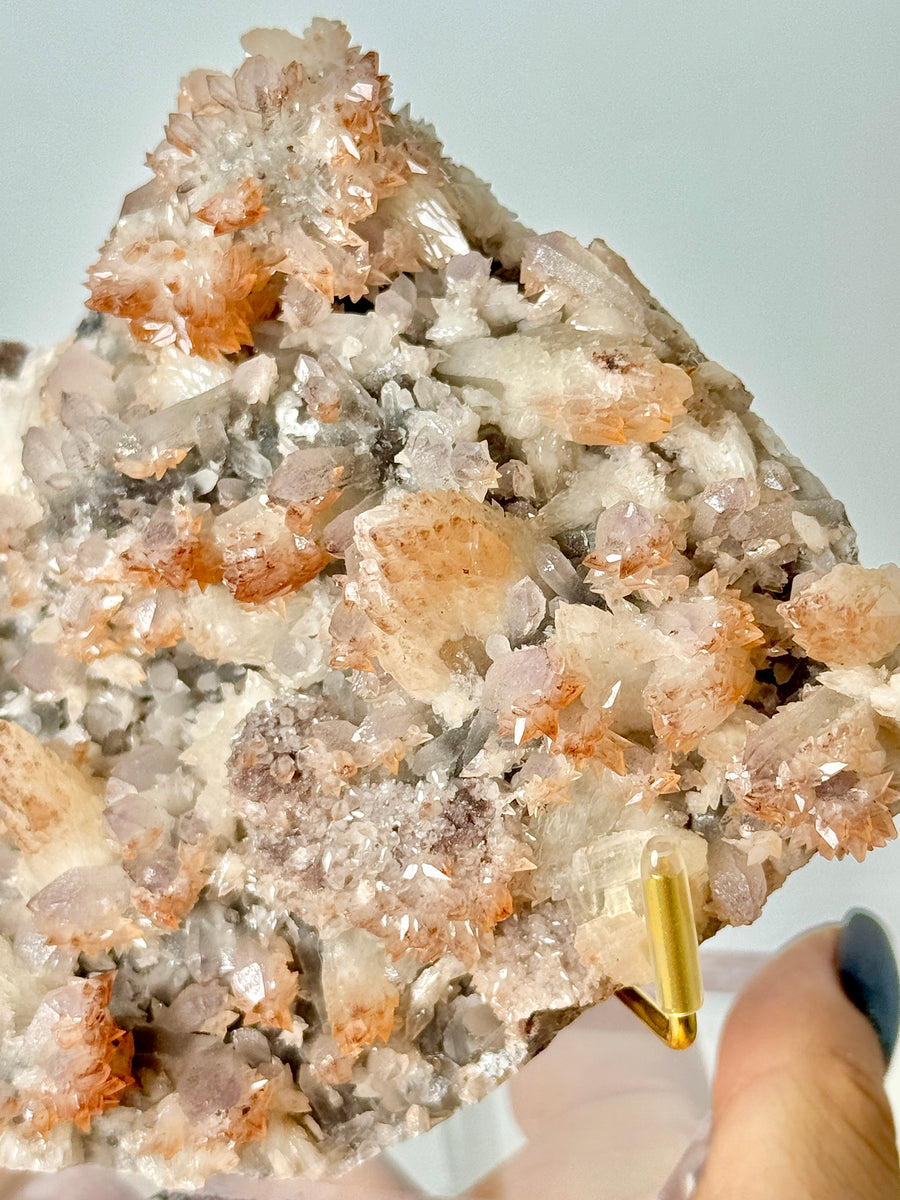 Amethyst with Calcite from Fengjiashang Mine
