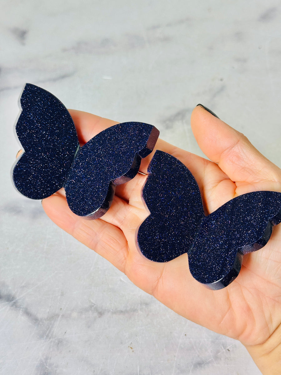 Blue Sandstone 3D Butterfly Carving