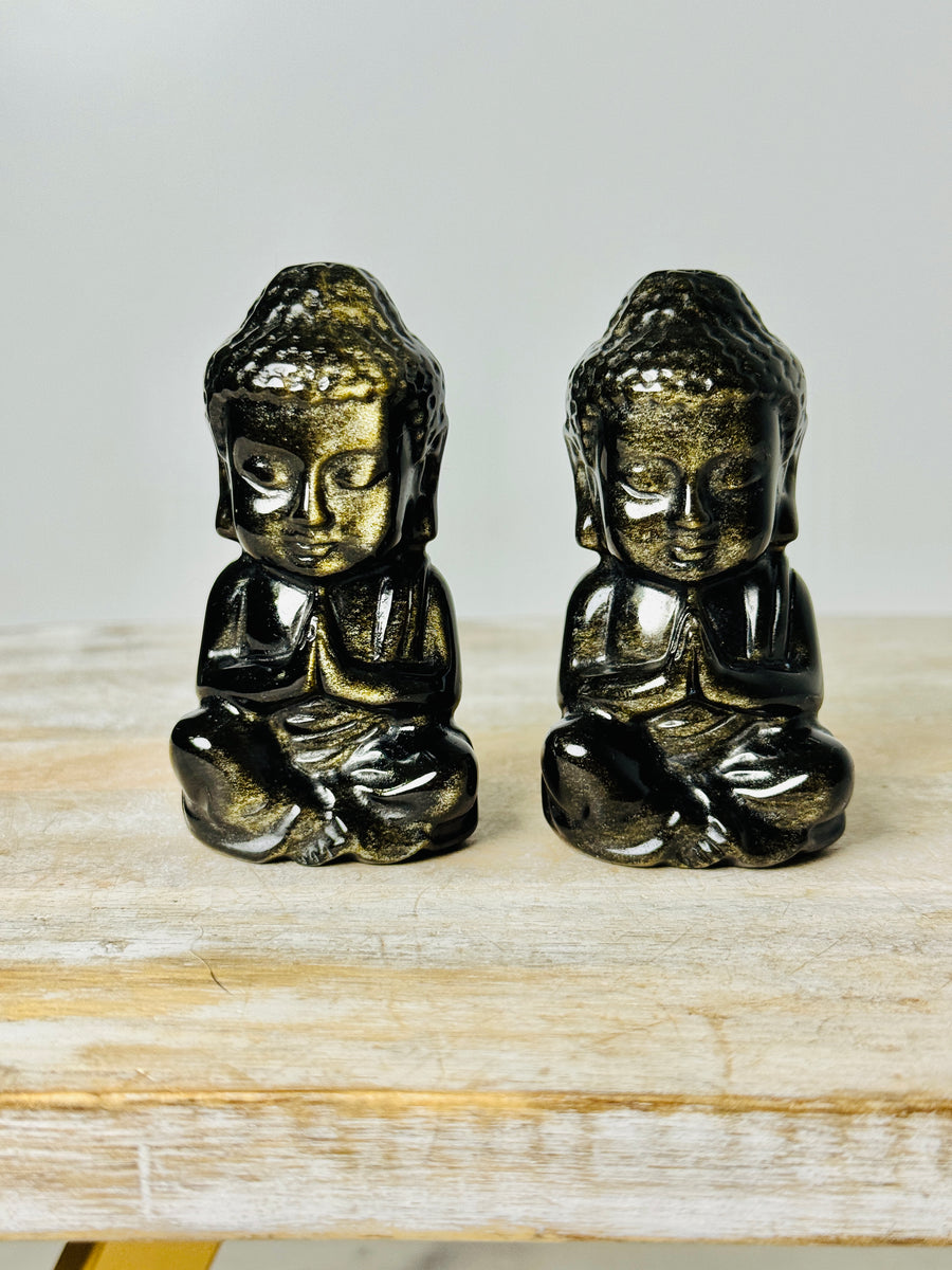 Gold Obsidian Buddha Carving